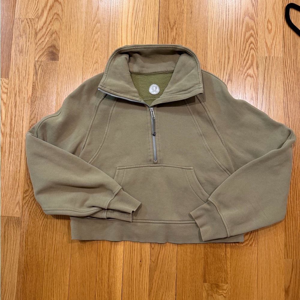Lululemon Scuba Oversized Half Zip Funnel in Bronze Green, XS/S